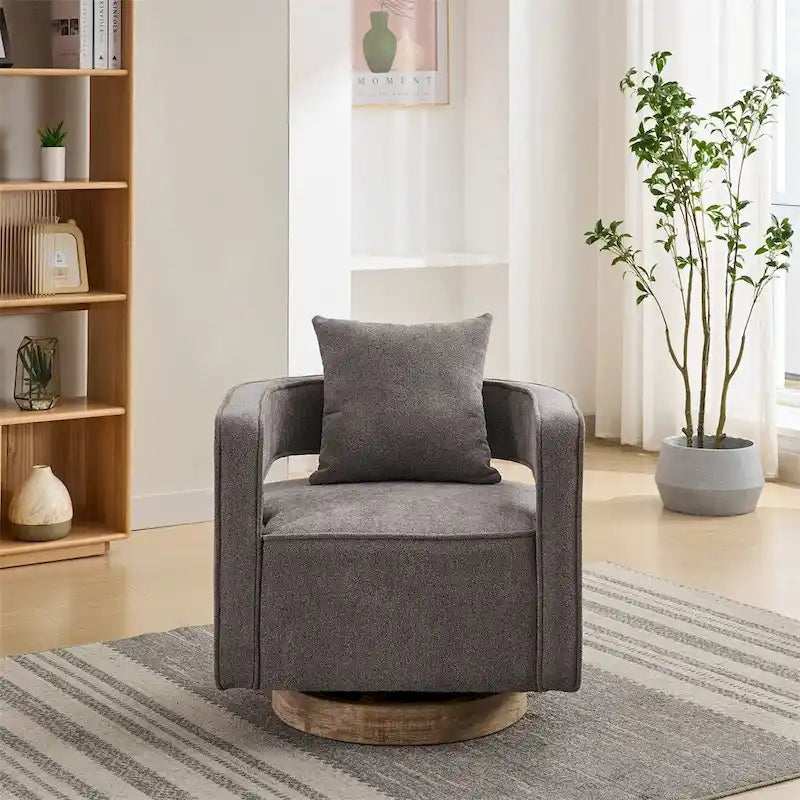 29.1  Swivel Accent Chair with Weathered Wood Base