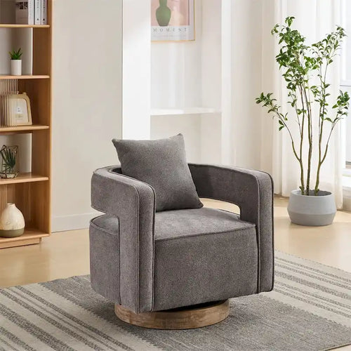 29.1  Swivel Accent Chair with Weathered Wood Base