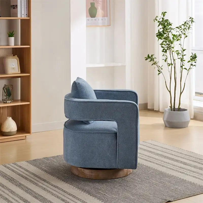 29.1  Swivel Accent Chair with Weathered Wood Base
