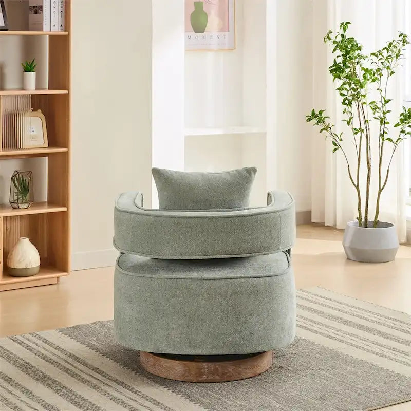 29.1  Swivel Accent Chair with Weathered Wood Base