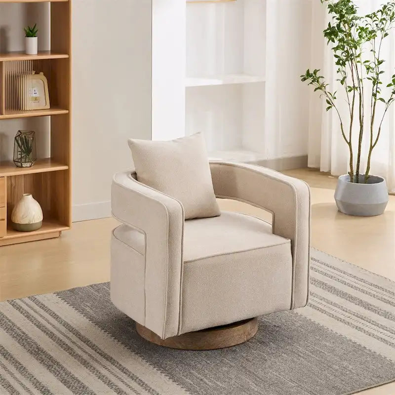 29.1  Swivel Accent Chair with Weathered Wood Base