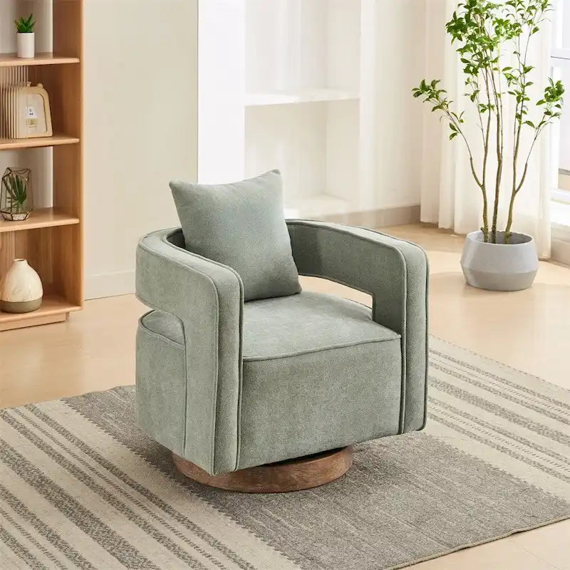 29.1  Swivel Accent Chair with Weathered Wood Base