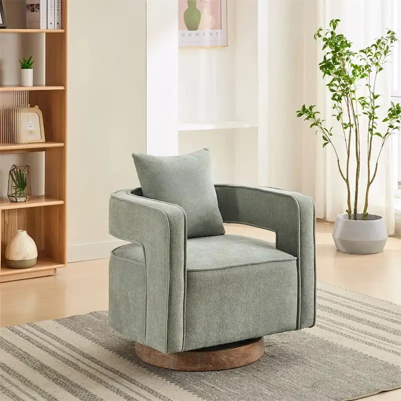 29.1  Swivel Accent Chair with Weathered Wood Base