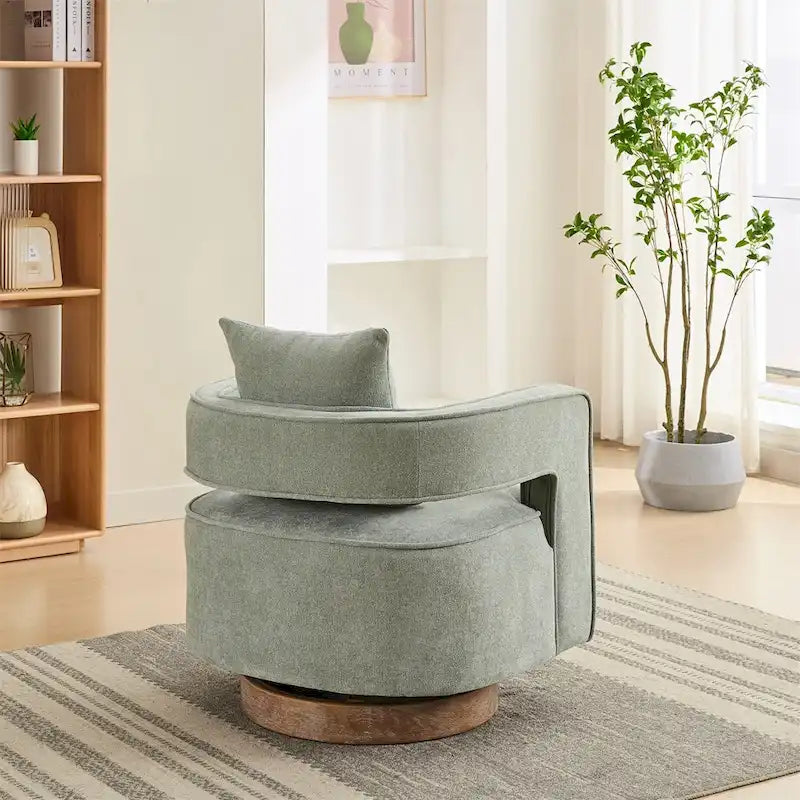 29.1  Swivel Accent Chair with Weathered Wood Base