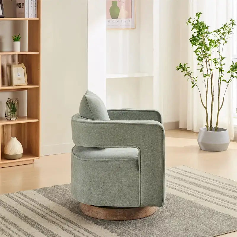 29.1  Swivel Accent Chair with Weathered Wood Base
