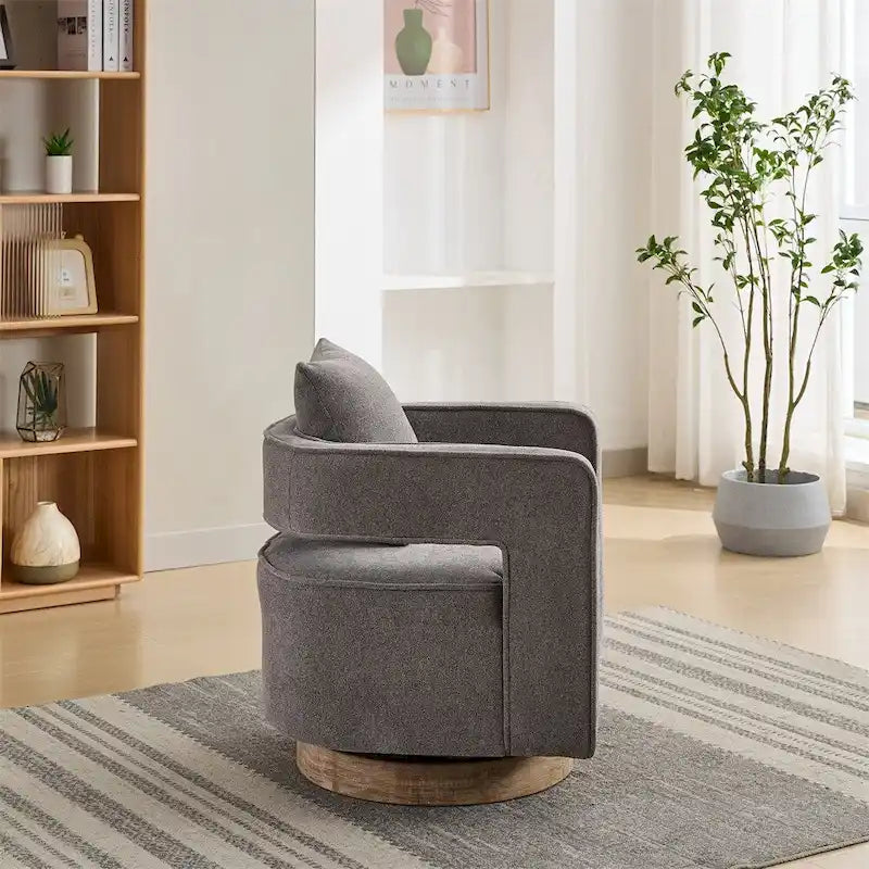 29.1  Swivel Accent Chair with Weathered Wood Base