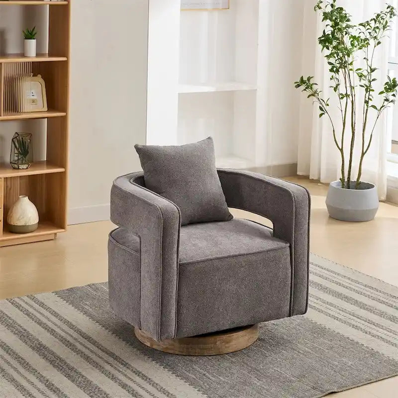 29.1  Swivel Accent Chair with Weathered Wood Base