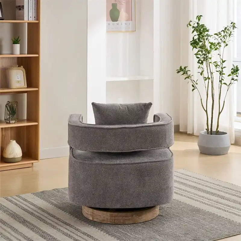 29.1  Swivel Accent Chair with Weathered Wood Base