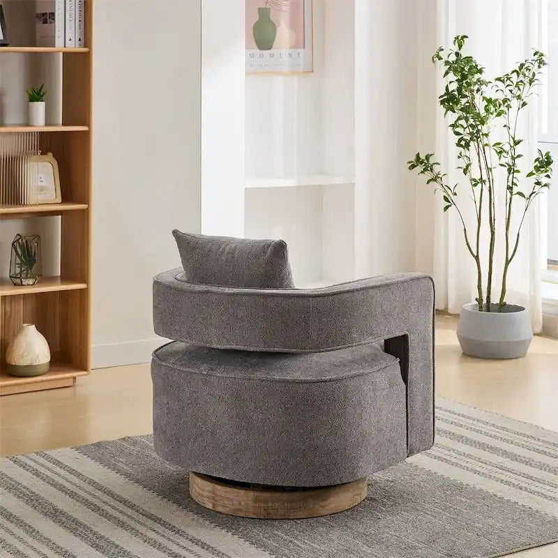 29.1  Swivel Accent Chair with Weathered Wood Base