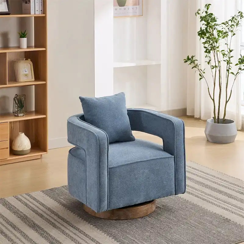 29.1  Swivel Accent Chair with Weathered Wood Base