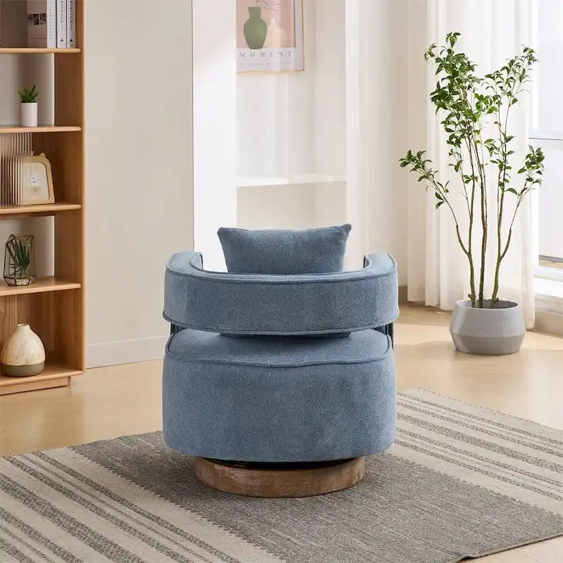 29.1  Swivel Accent Chair with Weathered Wood Base