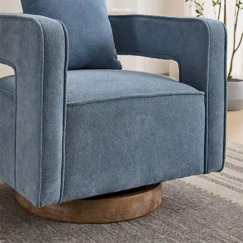 29.1  Swivel Accent Chair with Weathered Wood Base