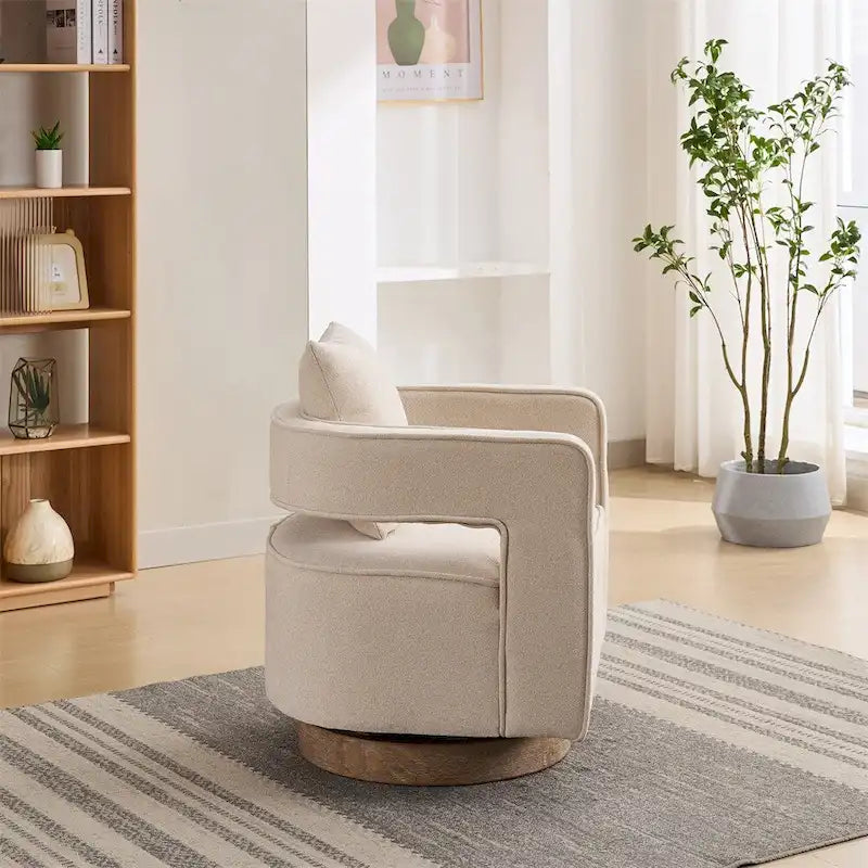 29.1  Swivel Accent Chair with Weathered Wood Base