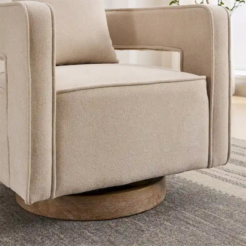 29.1  Swivel Accent Chair with Weathered Wood Base