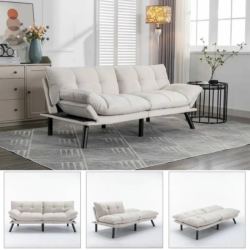 Modern Upholstered 2-Seater Sofa Bed with Adjustable Backrest and Armrests - 70:l
