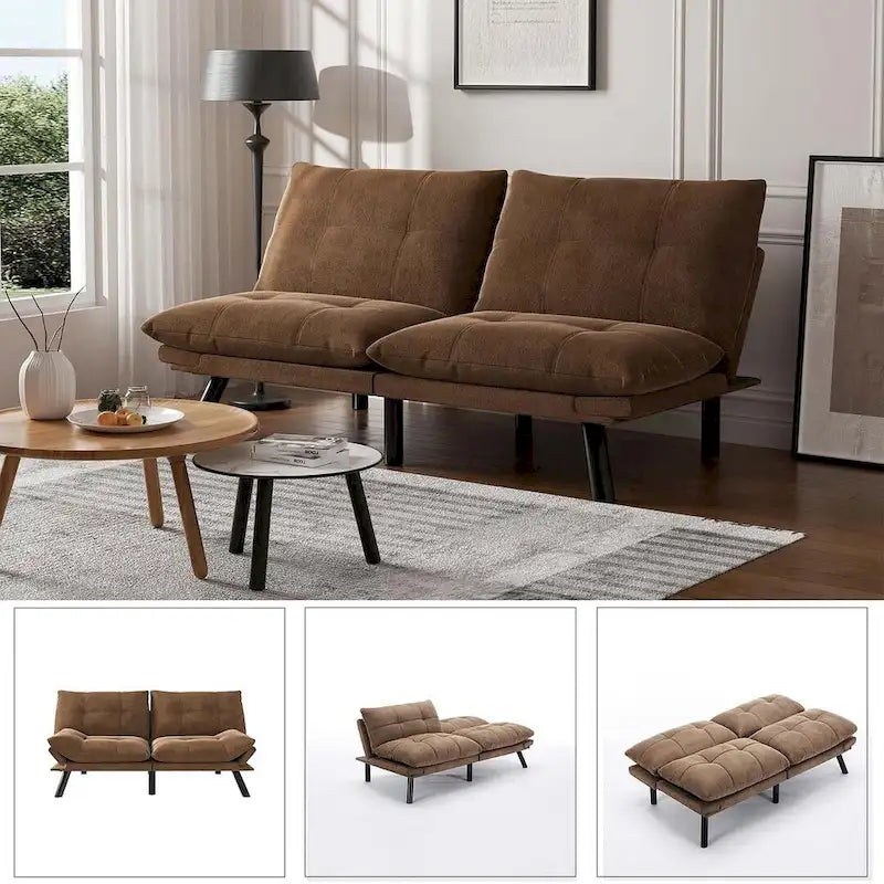 Modern Upholstered 2-Seater Sofa Bed with Adjustable Backrest and Armrests - 70:l