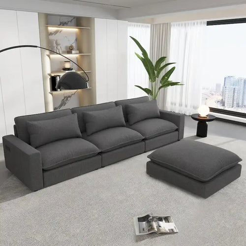 128inch Sectional Sofa Cloud Sofa Chenille Upholstered Sofa