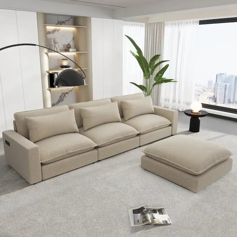 128inch Sectional Sofa Cloud Sofa Chenille Upholstered Sofa
