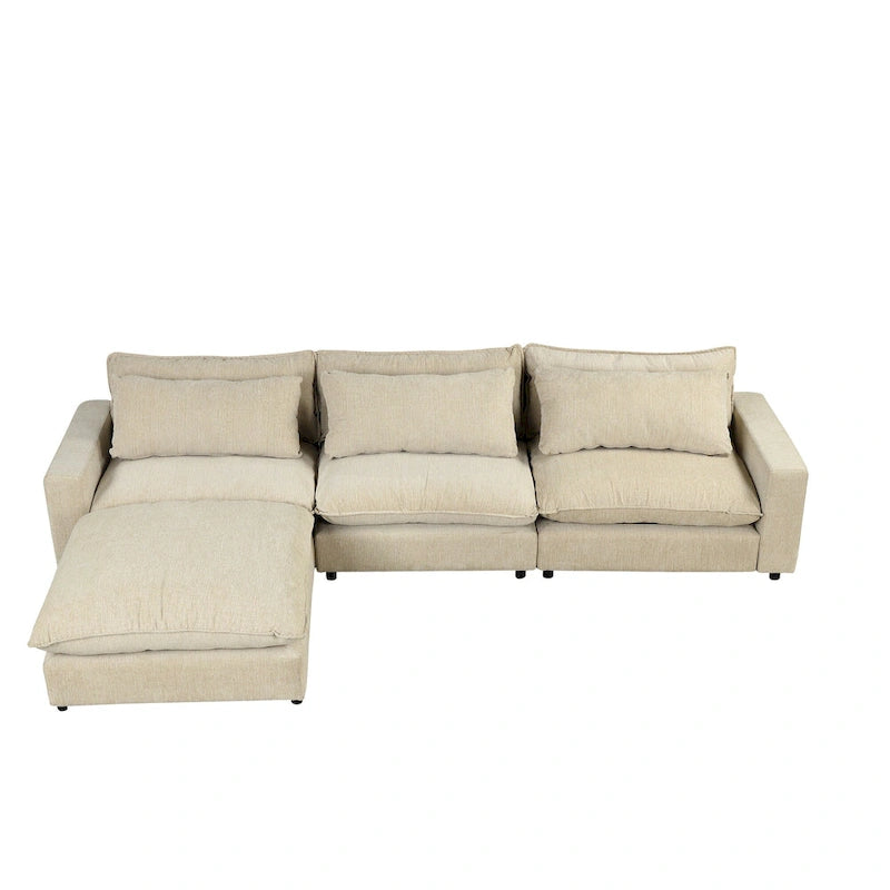 128inch Sectional Sofa Cloud Sofa Chenille Upholstered Sofa