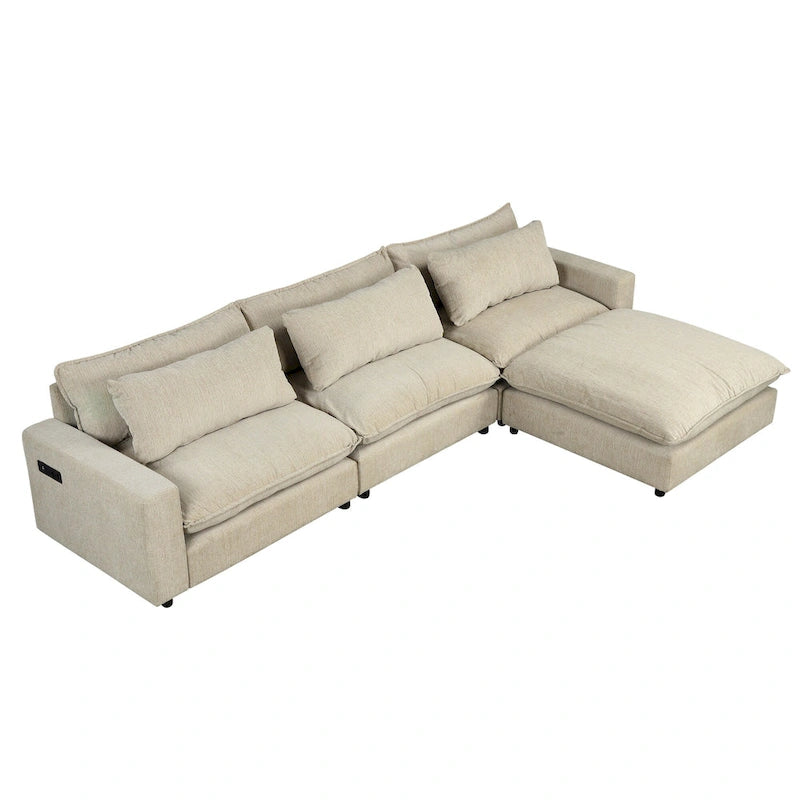 128inch Sectional Sofa Cloud Sofa Chenille Upholstered Sofa