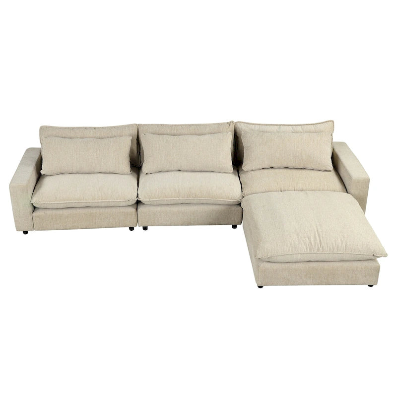 128inch Sectional Sofa Cloud Sofa Chenille Upholstered Sofa