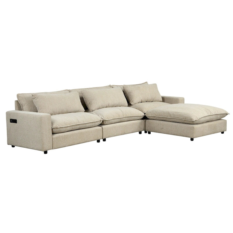 128inch Sectional Sofa Cloud Sofa Chenille Upholstered Sofa