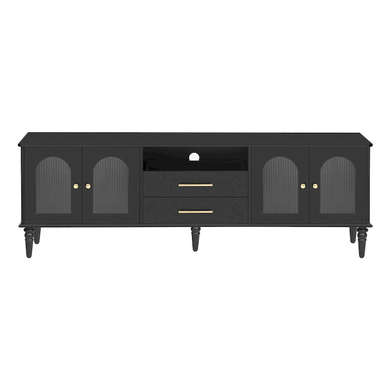 68.9  Retro TV Stand for TVs up to 75 Inches, Entertainment Center Media Console with Fluted Glass Doors for Living Room
