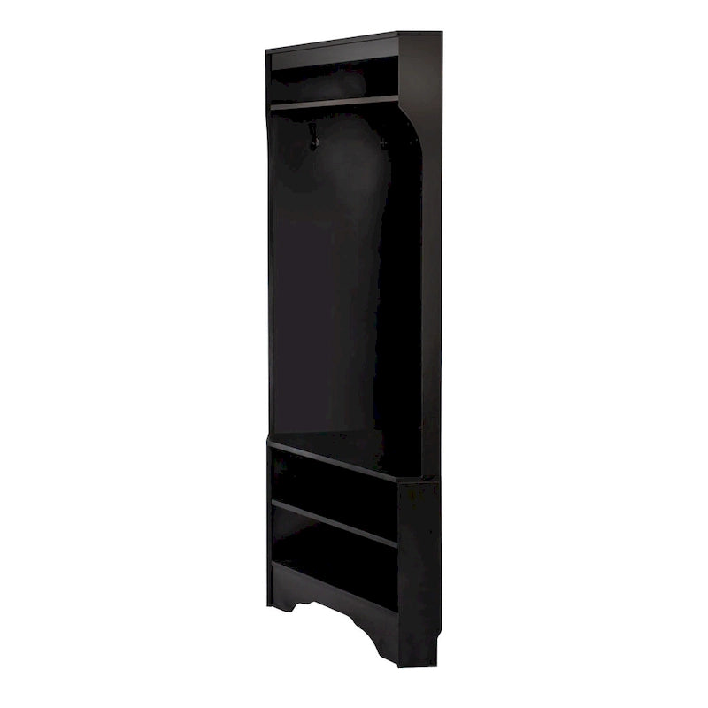Corner Hall Tree with Shoe Bench - Multifunctional Entryway Coat Rack Featuring 4 Hooks and Adjustable Shelf,29.5 W x 71.6 H
