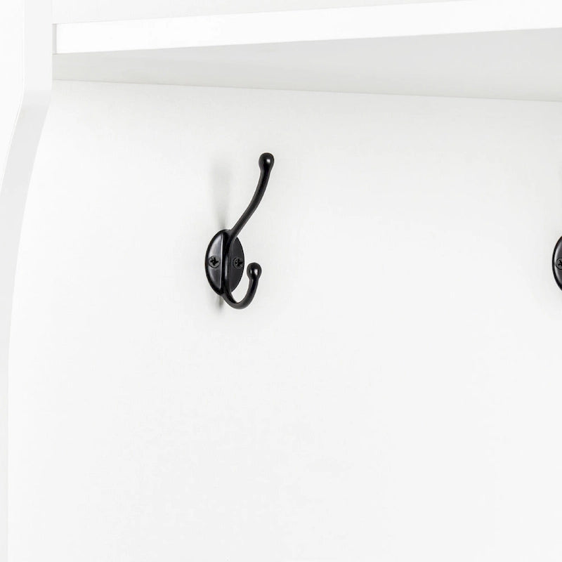 Corner Hall Tree with Shoe Bench - Multifunctional Entryway Coat Rack Featuring 4 Hooks and Adjustable Shelf,29.5 W x 71.6 H