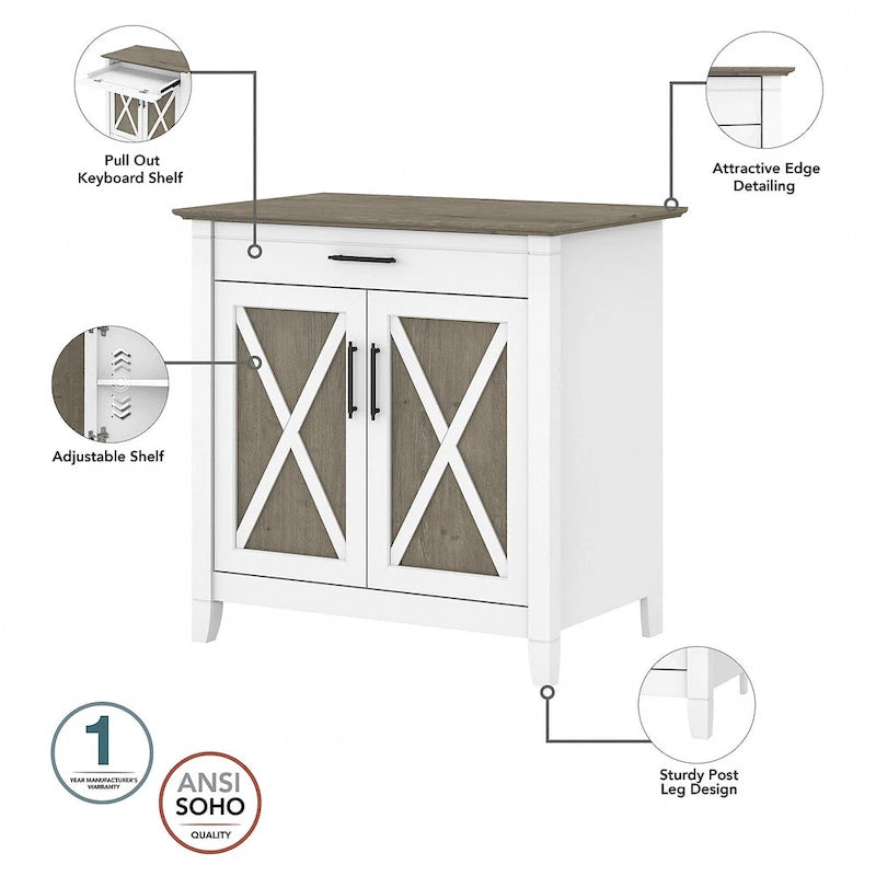 Key West Secretary Desk with Storage Cabinet by Bush Furniture