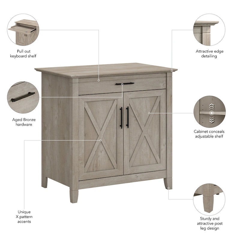 Key West Secretary Desk with Storage Cabinet by Bush Furniture