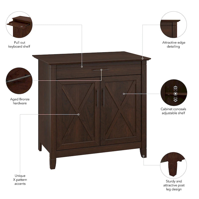 Key West Secretary Desk with Storage Cabinet by Bush Furniture