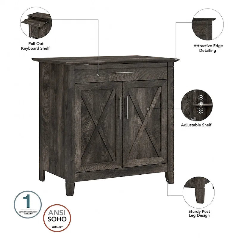 Key West Secretary Desk with Storage Cabinet by Bush Furniture