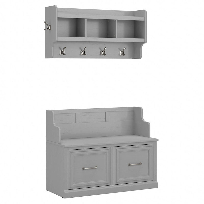 Woodland 40W Entryway Bench and Wall Mounted Shelf by Bush Furniture
