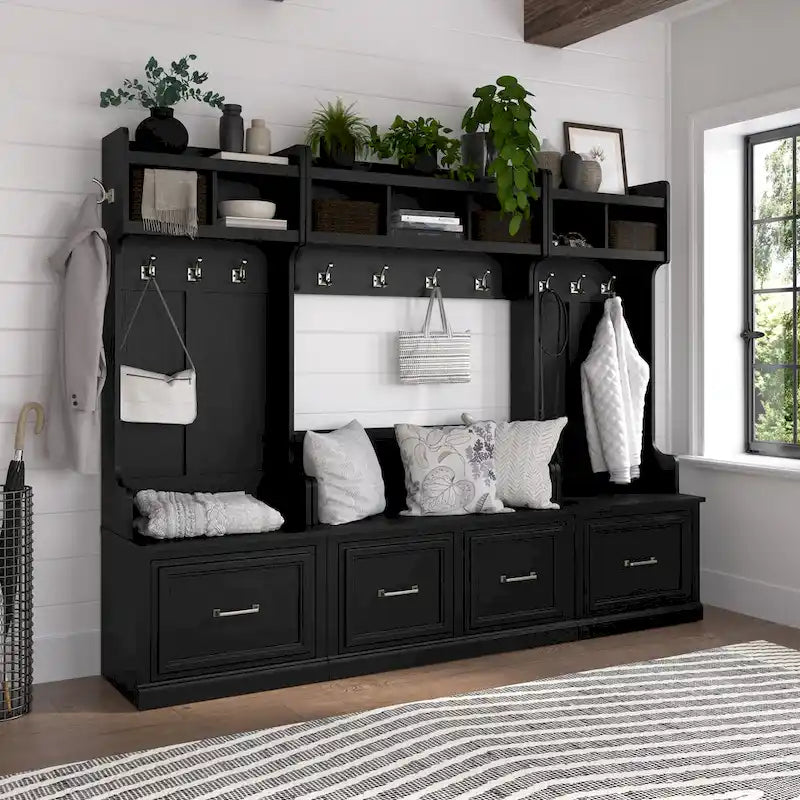 Woodland 40W Entryway Bench and Wall Mounted Shelf by Bush Furniture