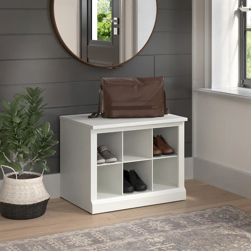 Woodland 24W Small Shoe Bench with Shelves by Bush Furniture