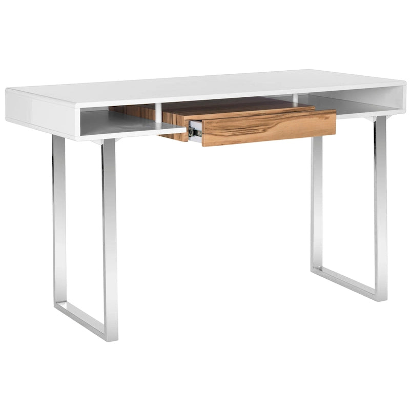 SAFAVIEH Bettyjane Modern White/ Chrome Computer Desk