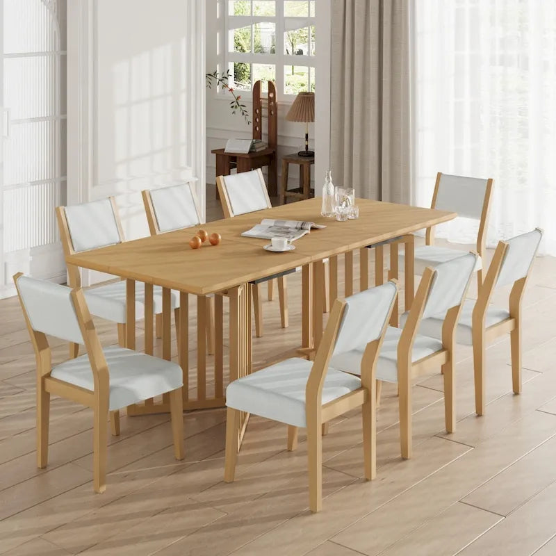 Farmhouse 9-Piece Extendable Dining Table Set with Removable Leaves