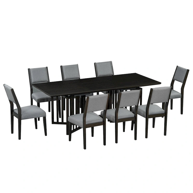Farmhouse 9-Piece Extendable Dining Table Set with Removable Leaves