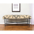 HomeRoots 48  Cream and Black Cotton Blend Upholstered Southwest Bench - 48' X '18' X '16
