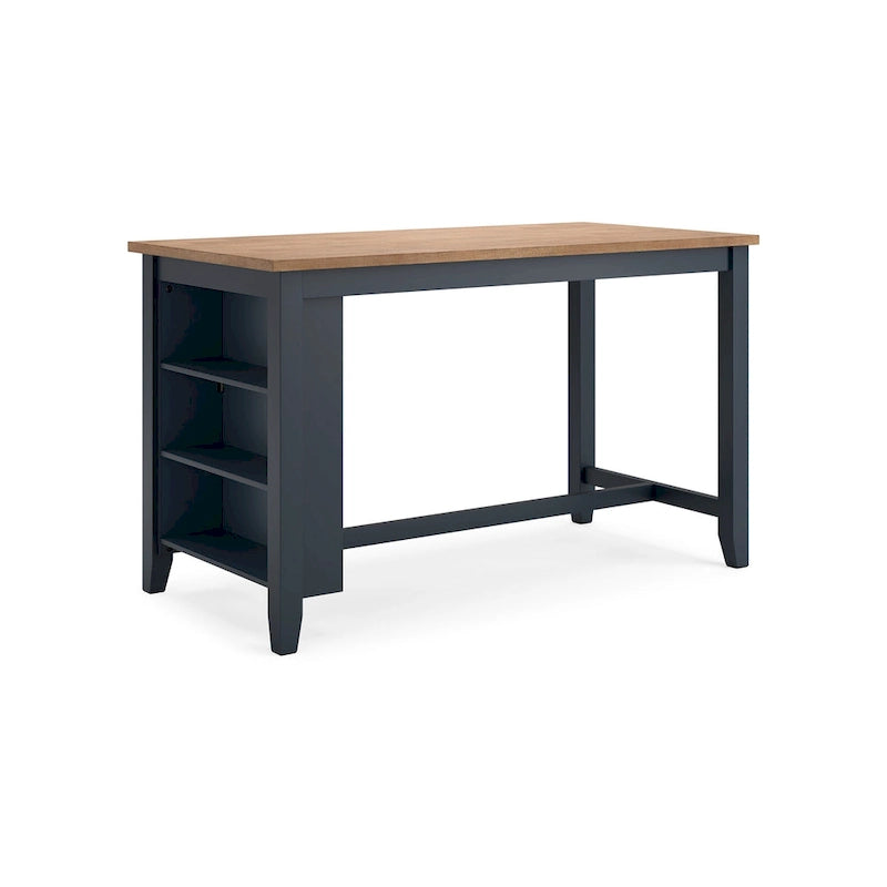 Gasy Counter Height Dining Table, 60 Inch, Dark Blue Brown Mango Wood