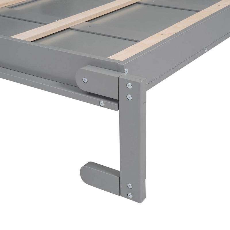 Full Size Murphy Bed Wall Bed with Shelves and LED Lights