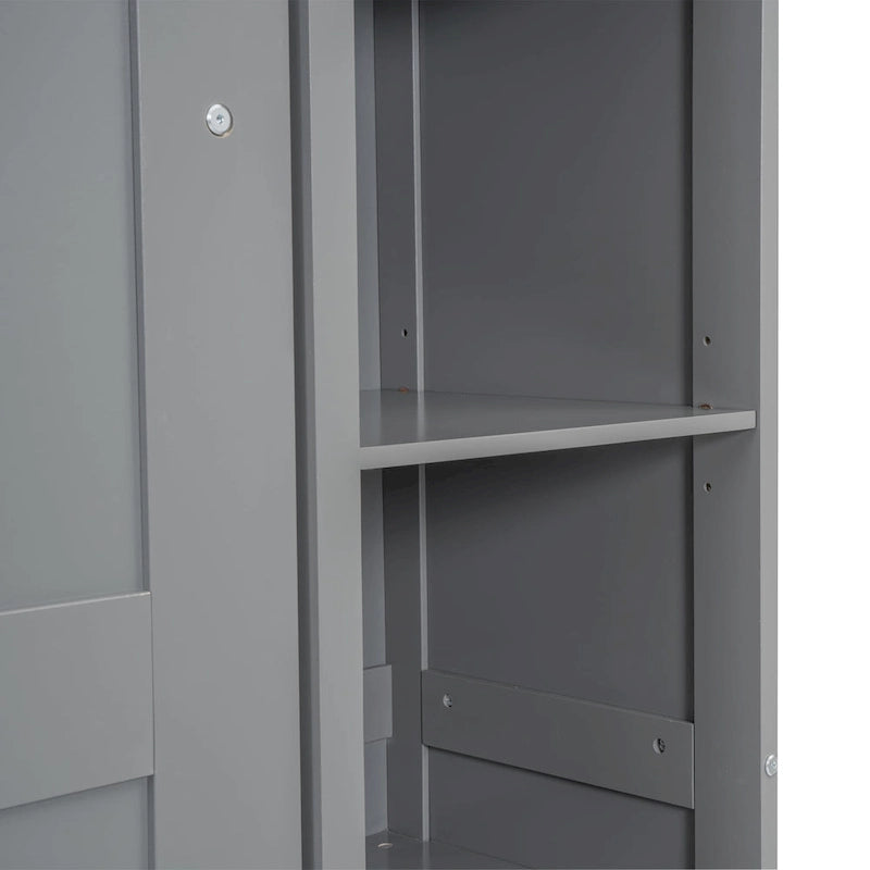 Full Size Murphy Bed Wall Bed with Shelves and LED Lights