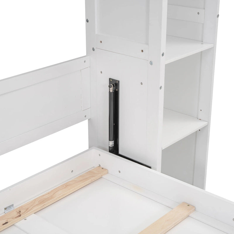 Full Size Murphy Bed Wall Bed with Shelves and LED Lights