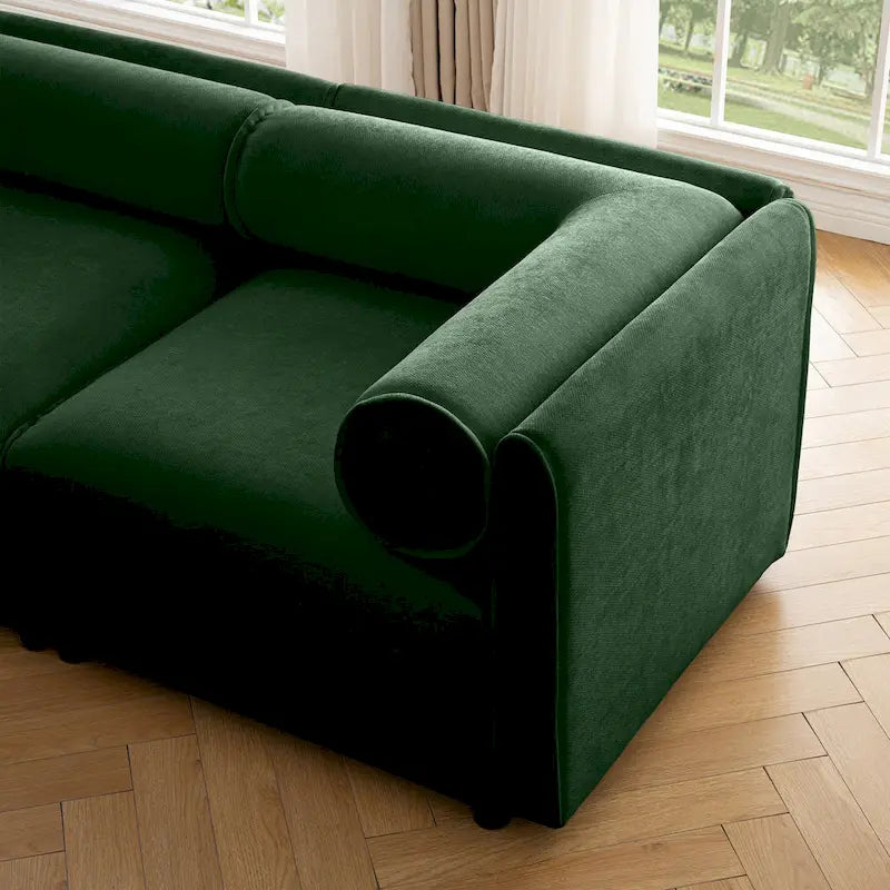 142,5 Canapé modulable d'angle en chenille avec rangement sous l'assise, combinaison DIY