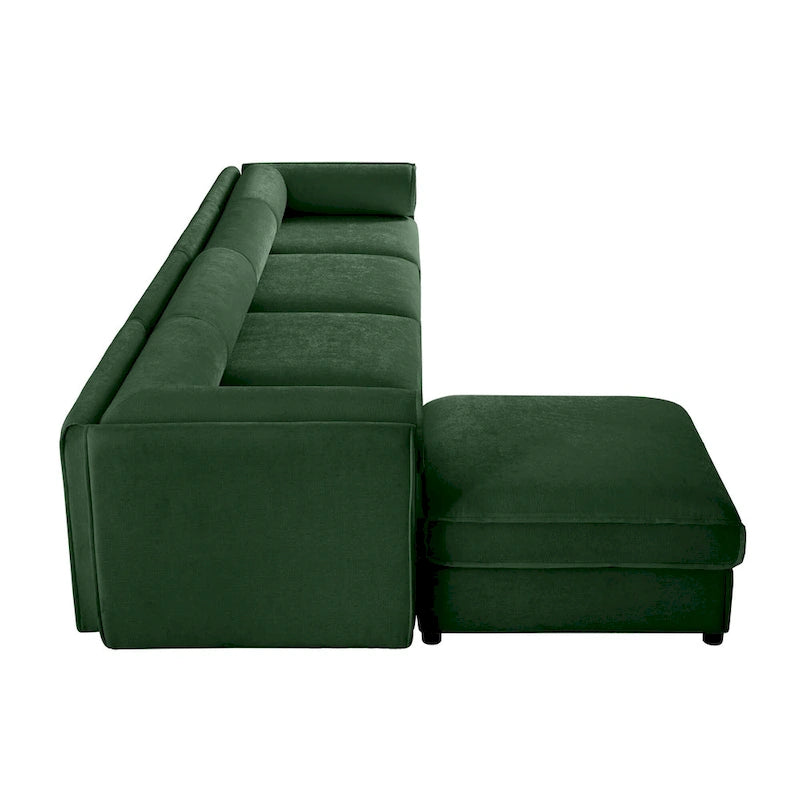 142,5 Canapé modulable d'angle en chenille avec rangement sous l'assise, combinaison DIY