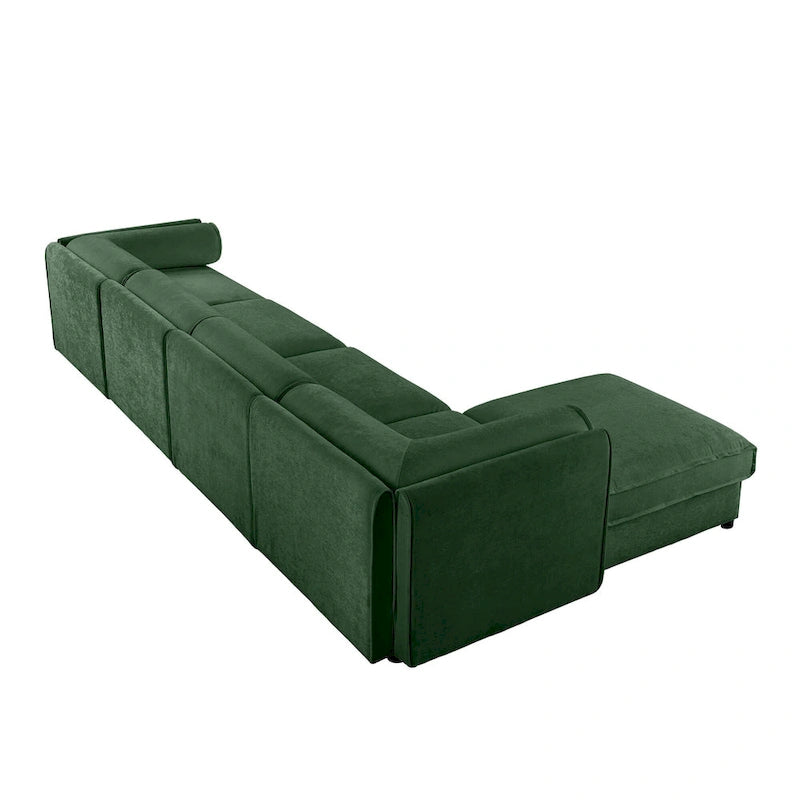 142,5 Canapé modulable d'angle en chenille avec rangement sous l'assise, combinaison DIY