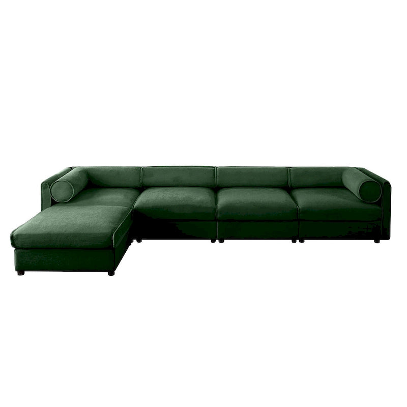 142,5 Canapé modulable d'angle en chenille avec rangement sous l'assise, combinaison DIY