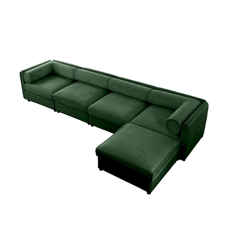 142,5 Canapé modulable d'angle en chenille avec rangement sous l'assise, combinaison DIY