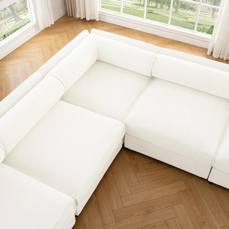 142,5 Canapé modulable d'angle en chenille avec rangement sous l'assise, combinaison DIY